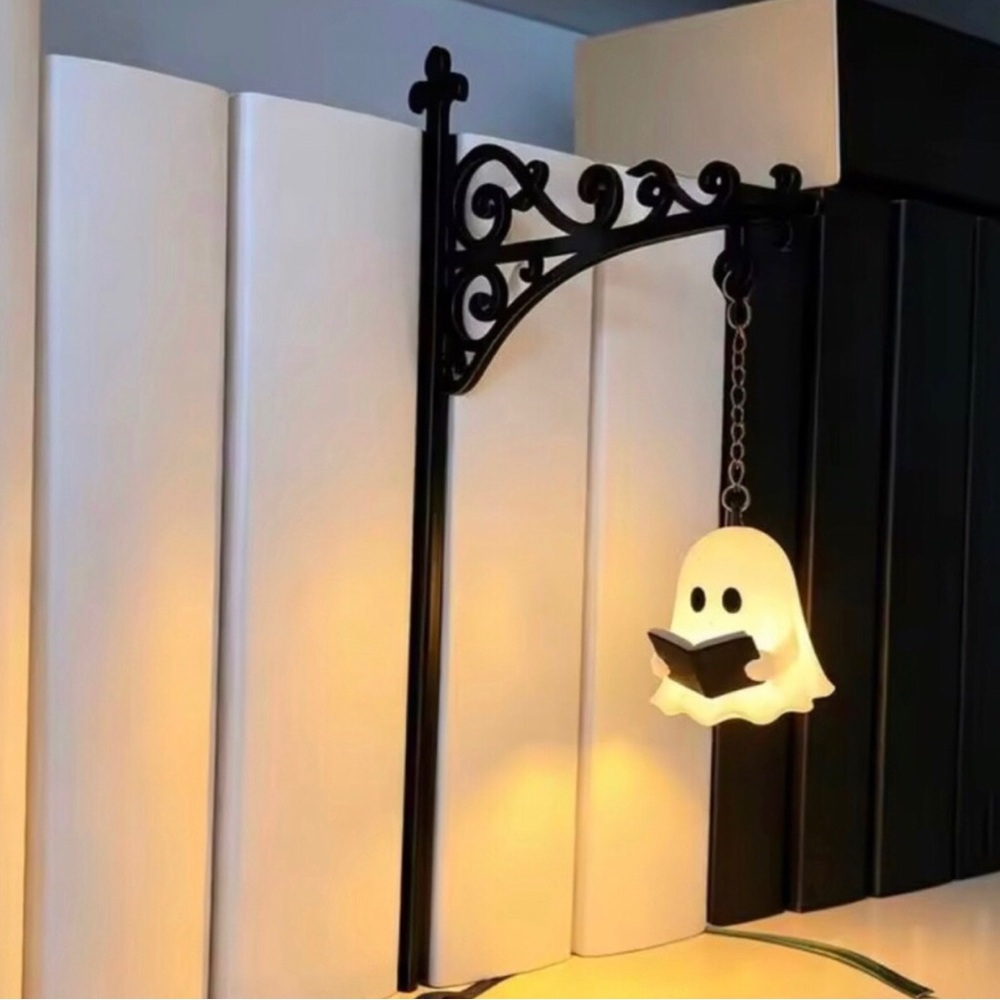 Black Wall-Mount Bracket with White Ghost Book Light